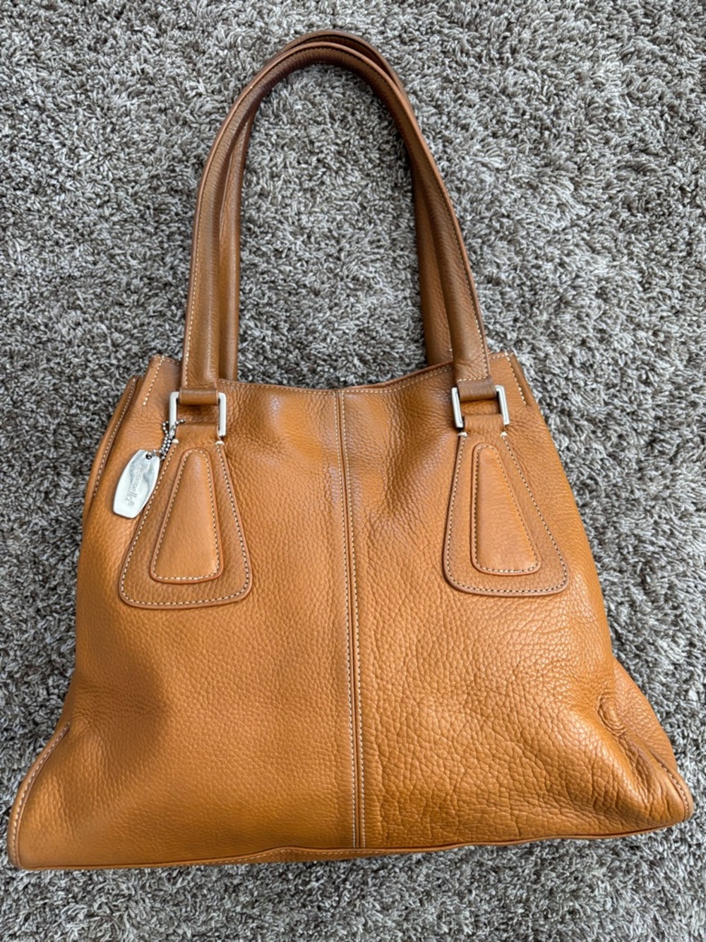 Vintage Tignanello Leather Tote Bag | Cognac Brown | Structured Shoulder Bag - Picture 2 of 11